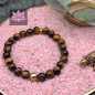 Preview: Tigerauge Mala Armband mit vergoldeter Silberperle | 8mm