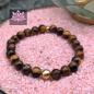 Preview: Tigerauge Mala Armband mit vergoldeter Silberperle | 8mm