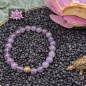 Preview: Amethyst Mala Armband mit vergoldeter Mondkugel aus 925er Sterling Silber