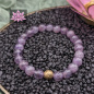 Preview: Amethyst Mala Armband mit vergoldeter Mondkugel aus 925er Sterling Silber